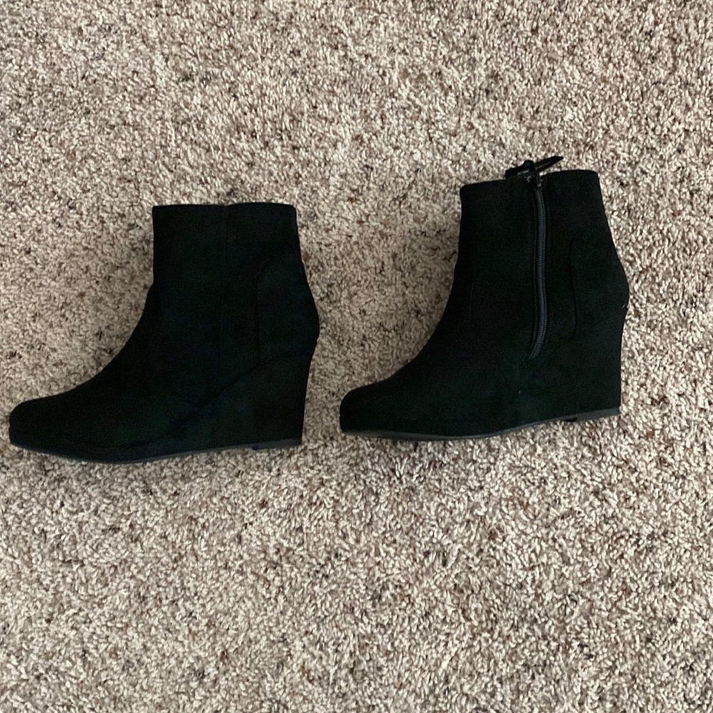 Black Wedge Booties